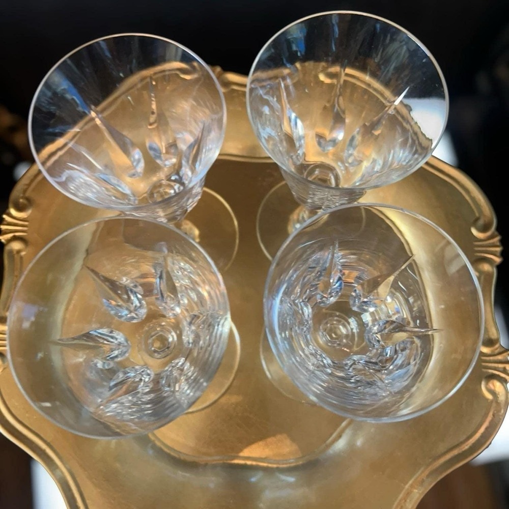 St Louis Cerdagne French Crystal Wine Claret 5 1/2" Stem Goblets Signed Set of 4 - Picture 6 of 15